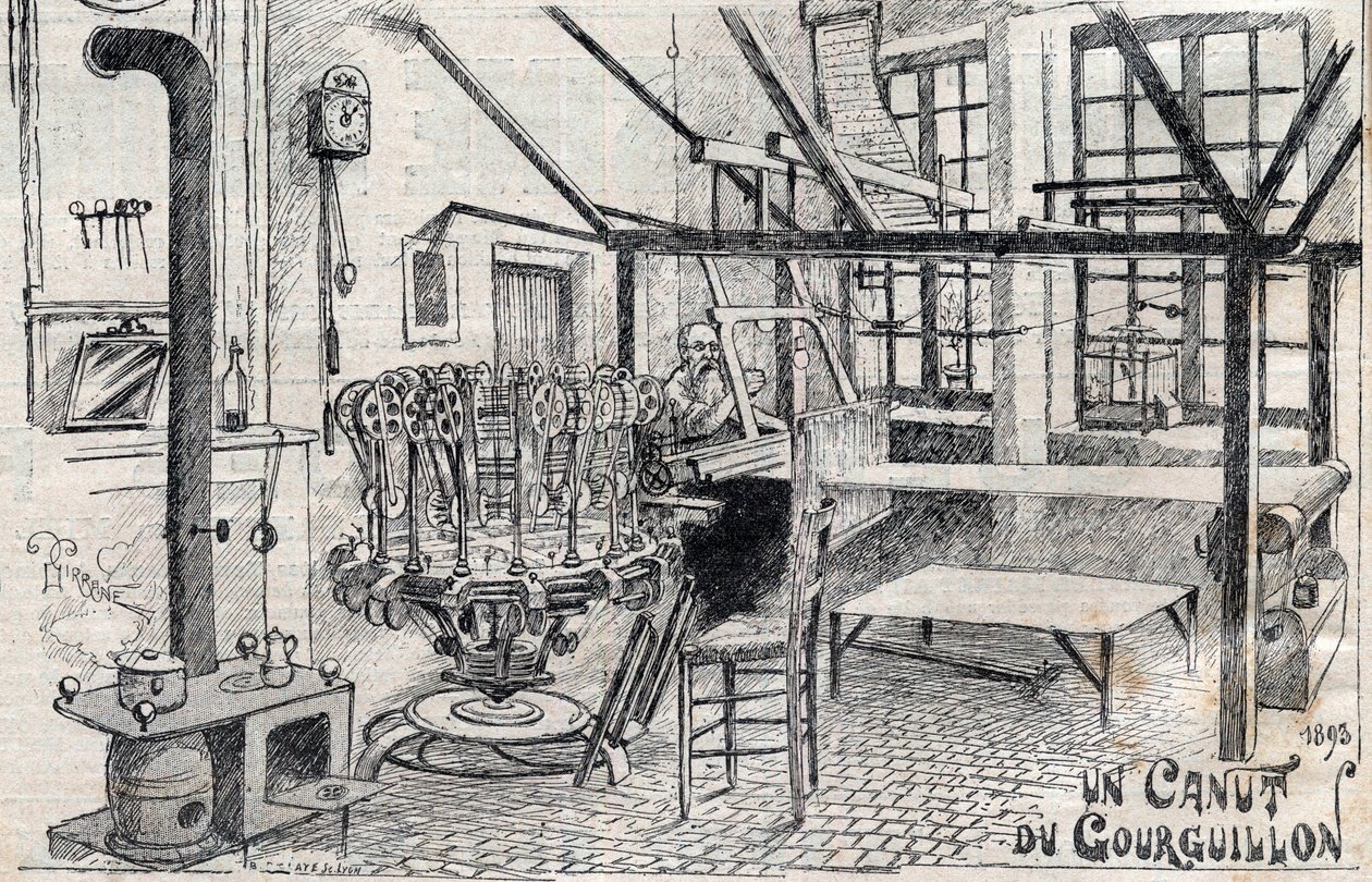 Un canut du Gourguillon (Lyon) en 1893 - gravura em "Le Progres illustrious" de 1895 de Unknown artist