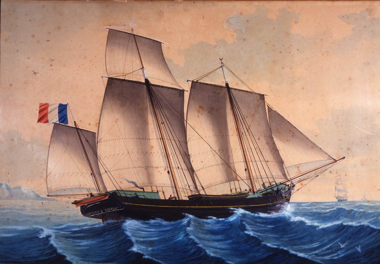 Um lugger ou um chasse-maree "Jeune Marie - Vannes". de Unknown artist