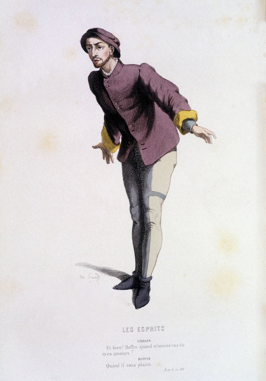 Urbain em "les esprits" (de Pierre de Larivey em 1579), em "le theatre francais au 16 eme et 17 eme ecle anterieur à Moliere" de Edouard Fournier. de Unknown artist