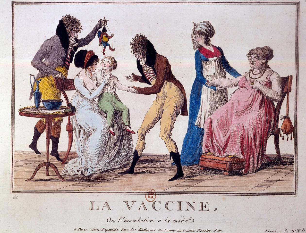 A vacina ou inoculação está na moda. Gravura do início do século XIX. Paris, B.N. de Unknown artist