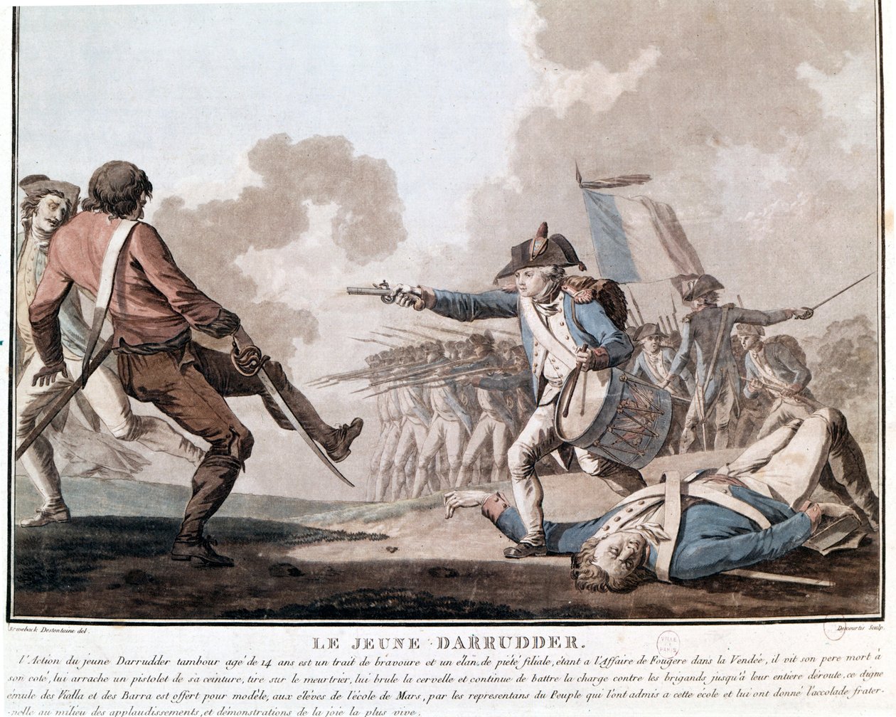 A revolta da Vendée: o jovem Darruder. Este é um exemplo de heroísmo patriótico desde que Darruder era um garoto de 14 anos que pegou a arma de seu pai morto para matar seu assassino e continuar a luta. 1793. de Unknown artist