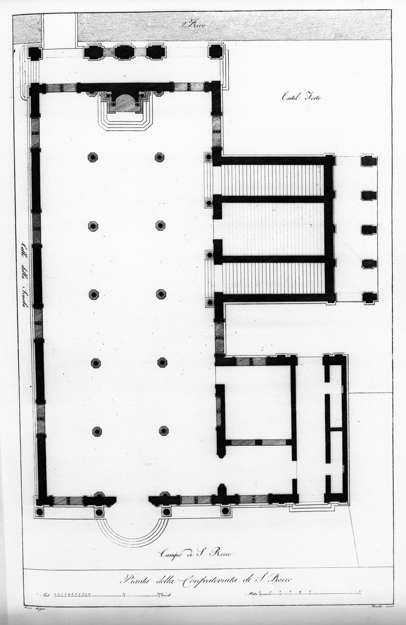 Veneza. Escola de San Rocco, fundada em 1478. Plano. Século XIX. de Unknown artist