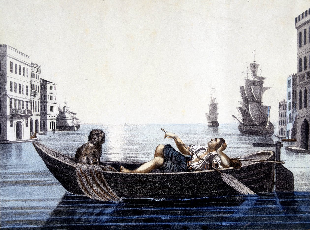 Veneza, pela manhã. Gravura do século XIX. de Unknown artist