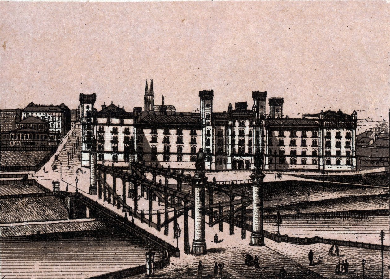 Viena (Viena), Áustria: vista do arsenal do Príncipe Rudolphe e da ponte do Augarten. in "O mundo ilustra 168 vistas" Sem data (final do século XIX) de Unknown artist