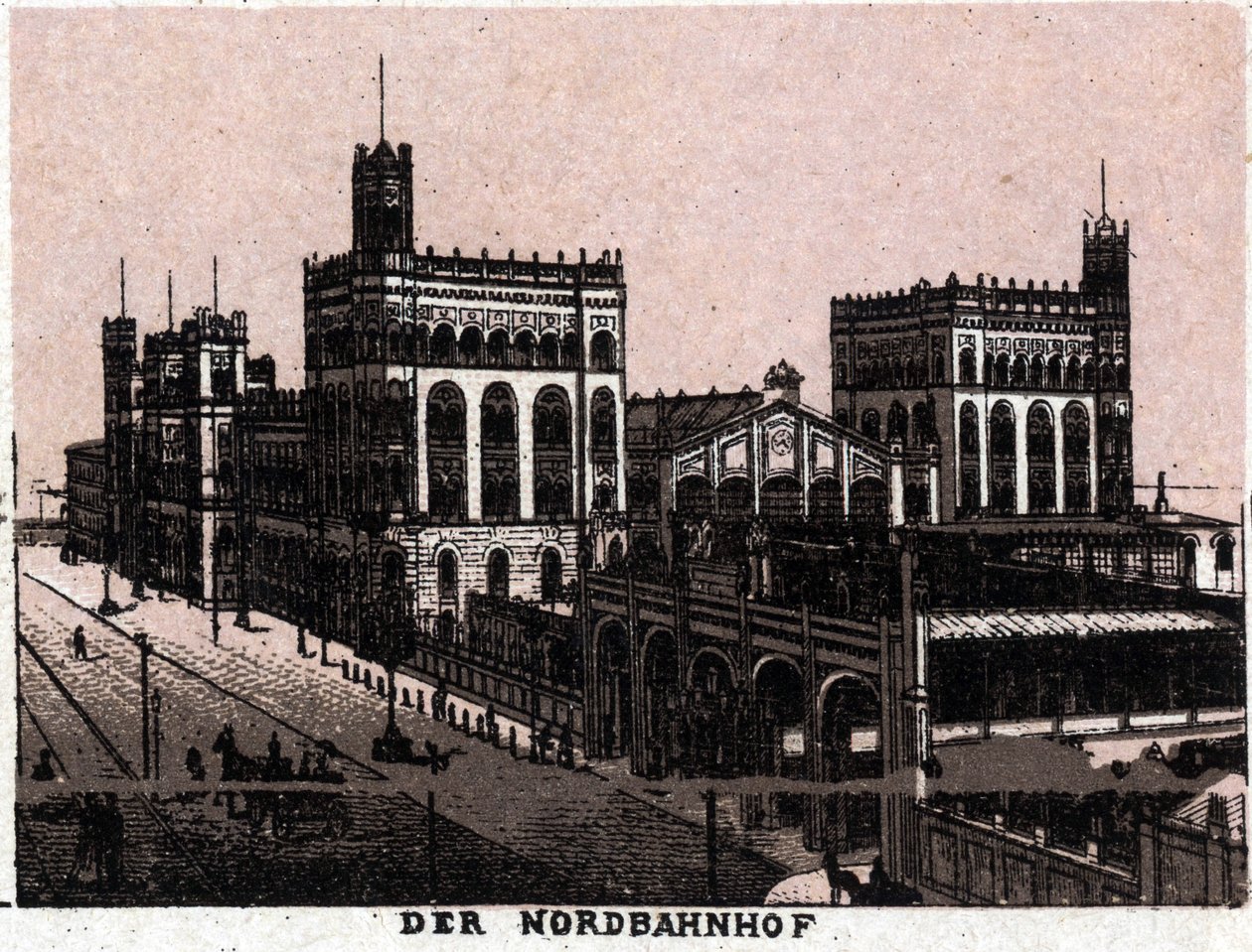 Viena, Áustria: vista da Estação Ferroviária do Norte em Viena. em "O mundo ilustra 168 vistas" Sem data (final do século XIX) de Unknown artist