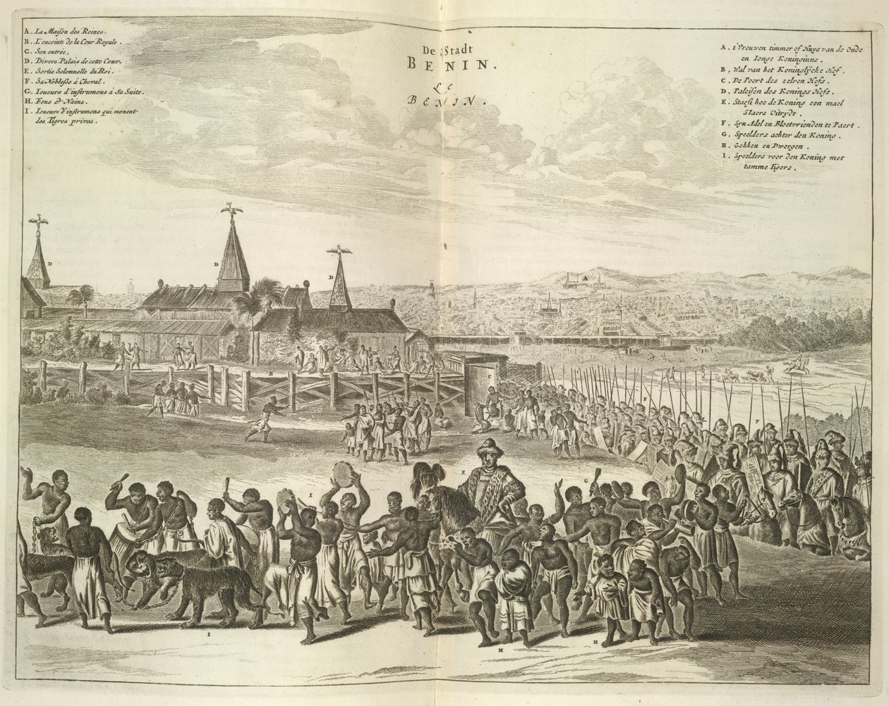 Vista de Benin. Procissão de nativos de Unknown artist