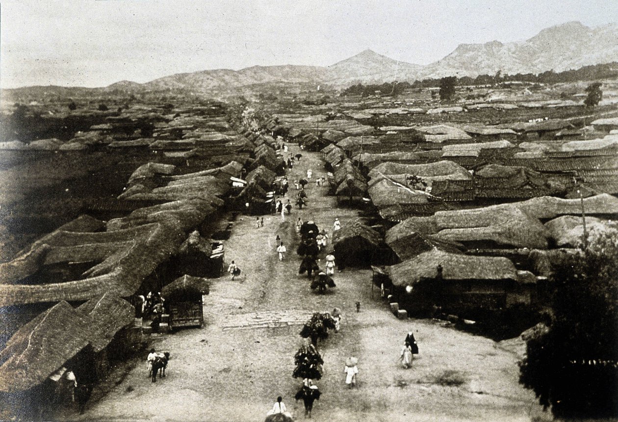 Vista da Avenida Chongro em Seul (capital da Coreia) no século XIX (Vista da Avenida Chongro em Seul, capital da Coreia) de Unknown artist