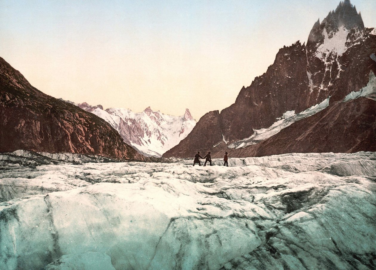 Vista do Mont Blanc: O Mar de Gelo. Fotocrómio c. 1890. de Unknown artist