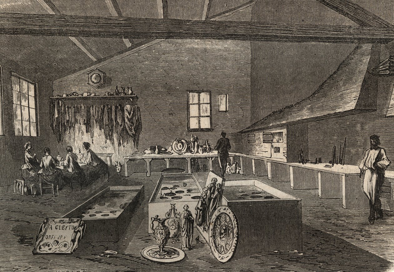 Vista das oficinas de galvanoplastia do Sr. Gueyton. de Unknown artist