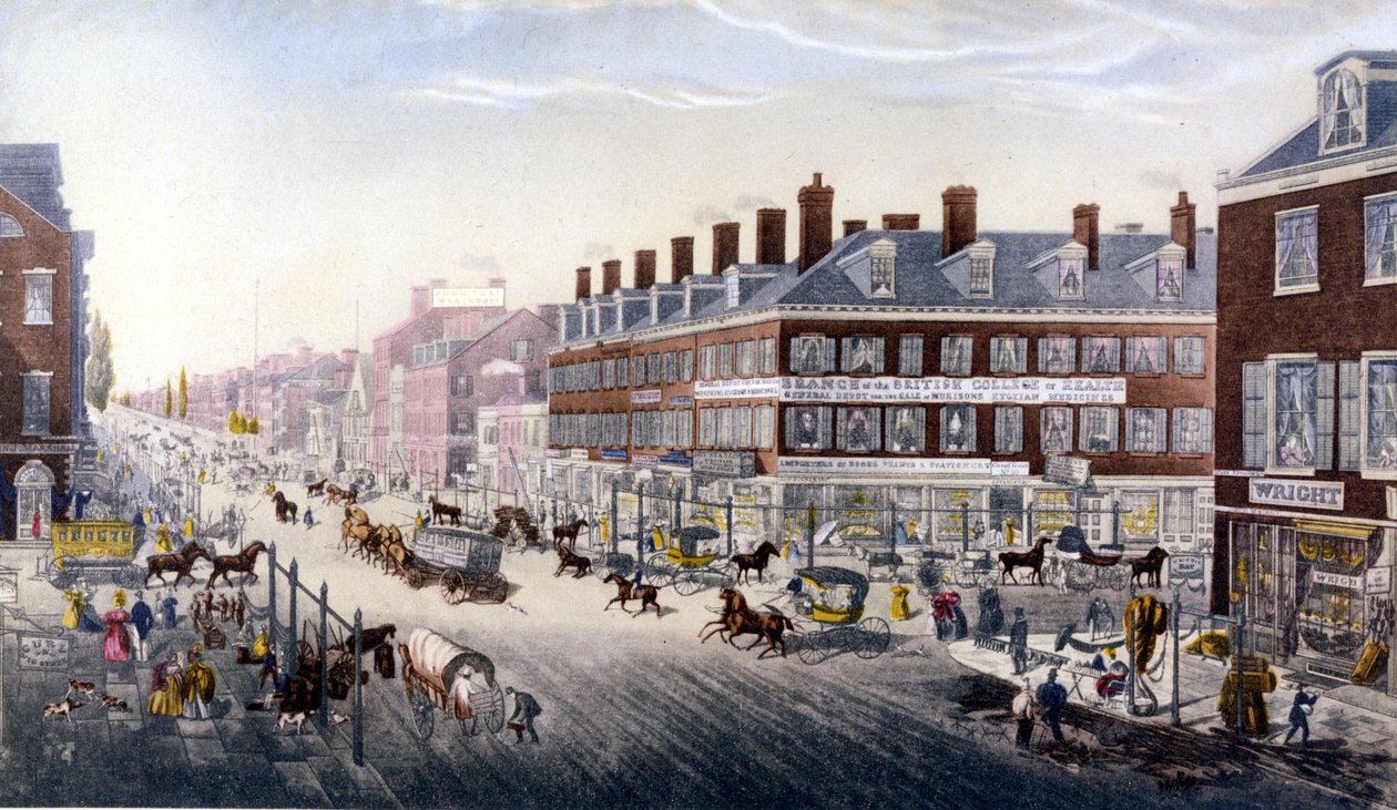 Vista de Nova Iorque: Broadway. Gravura a partir de 1840. de Unknown artist