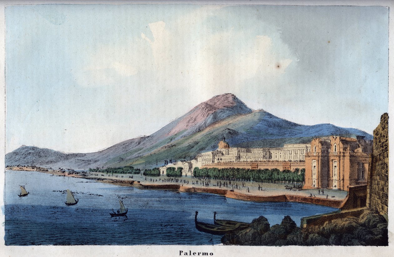 Vista de Palermo no século XIX - gravura de "Usi e Costumi di Tutti i Popoli dell