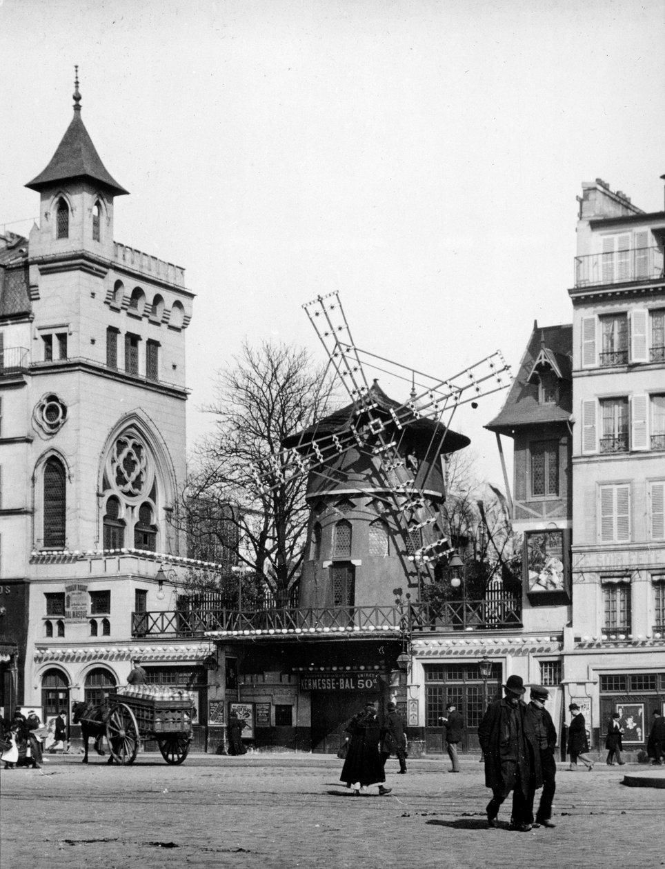 Vista de Paris: O Moulin Rouge, Distrito de Montmartre de Unknown artist