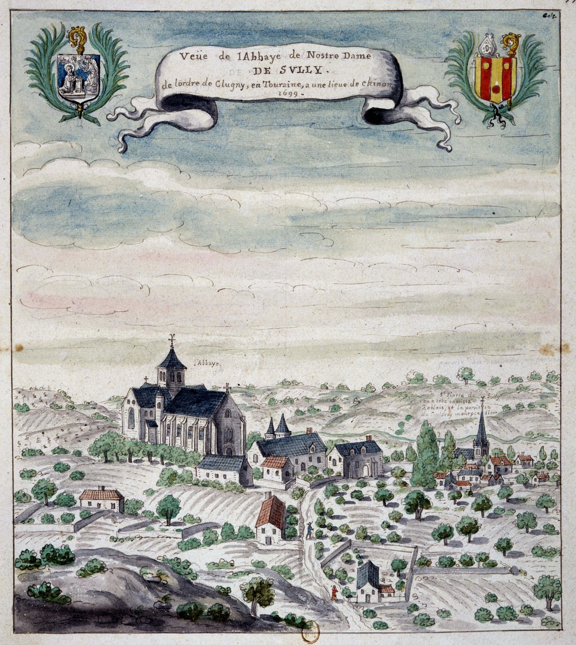 Vista da Abadia de Sully, Touraine de Unknown artist