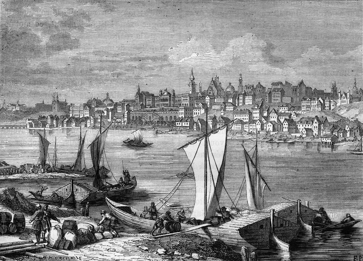 Vista da cidade de Varsóvia, na Polónia, em 1812. de Unknown artist