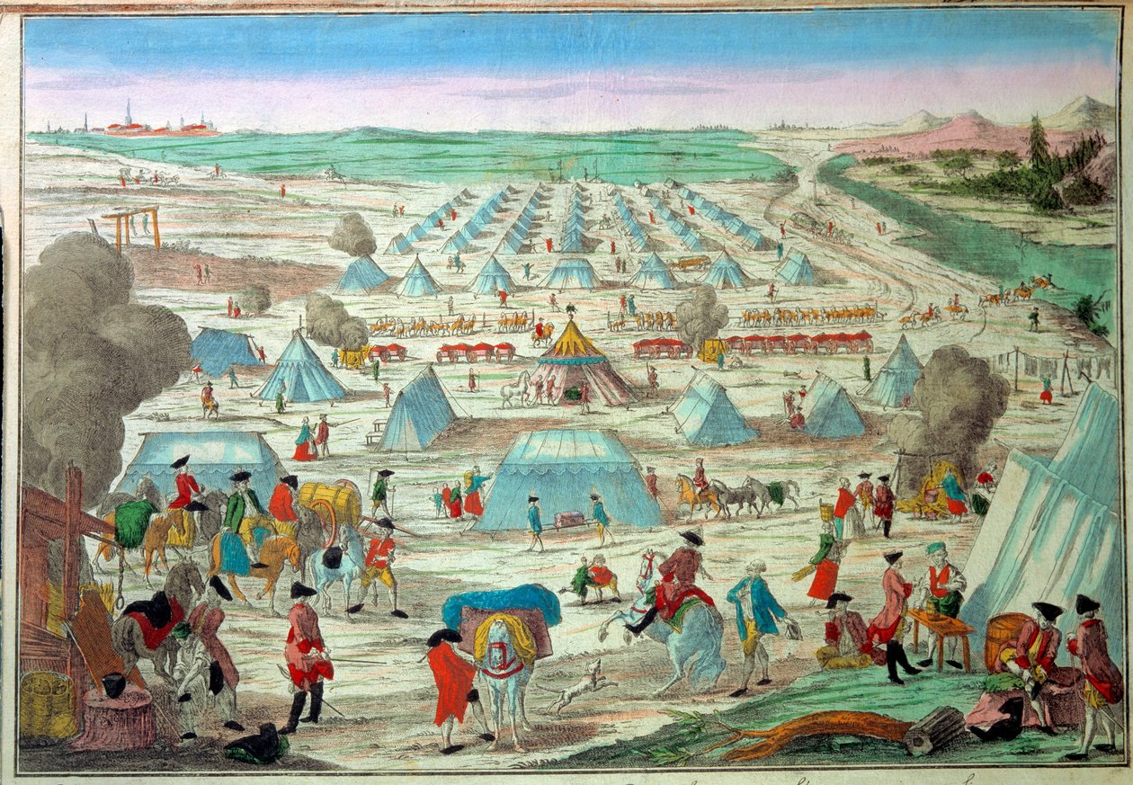 Vista de um acampamento militar na Prússia Gravura de Paris do século XIX, Museu de Armee de Unknown artist
