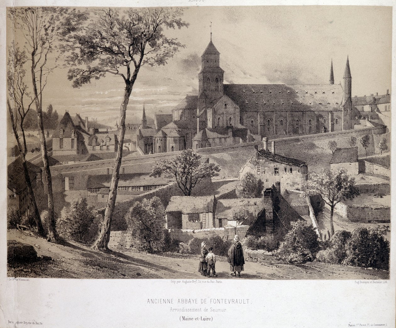 Vista da Abadia de Fontevrault (Fontevraud) perto de Saumur de Unknown artist