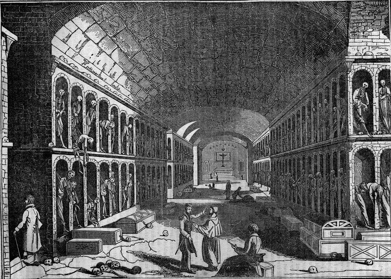 Vista do Cemitério dos Capuchinhos, em Palermo, no século XIX. (Cimitero dei Cappuccini, Palermo) de Unknown artist