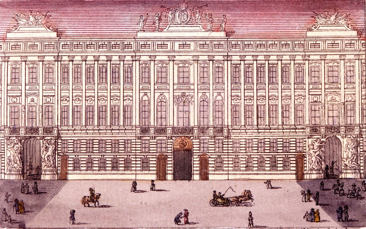 Vista da Chancelaria Imperial em Viena, Áustria Gravura a partir de 1820 de Unknown artist