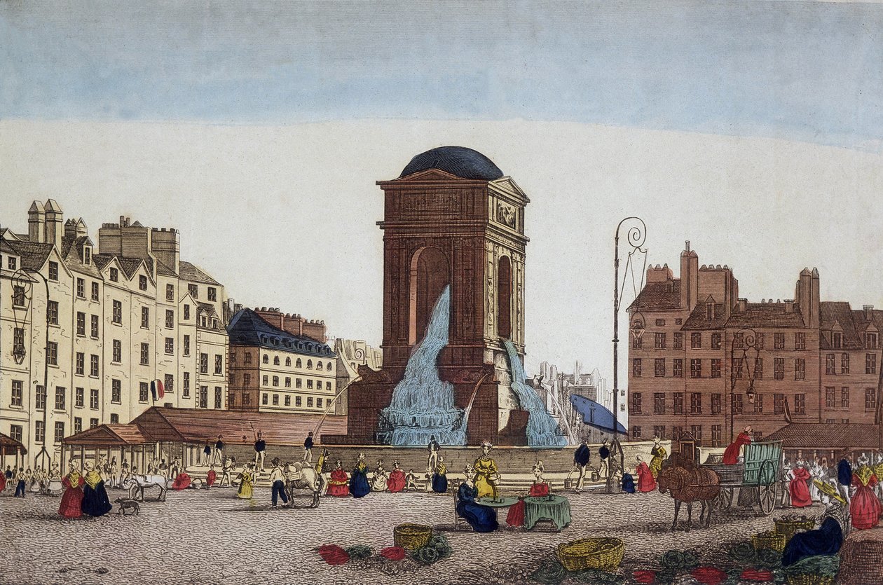 Vista do Mercado e da Fonte Innocents - gravura de Unknown artist