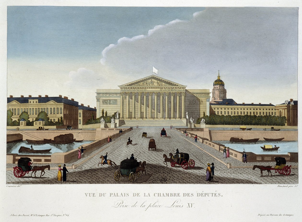 Vista do Palais de la Chambre des Deputes - em "Vues de Paris" de Courvoisier de Unknown artist