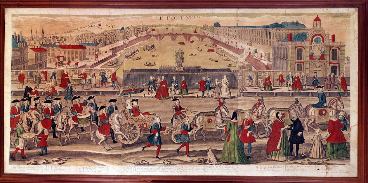 Vista do Pont-Neuf em Paris Você também pode ver o Hotel de Conty, a abadia de Saint Germain des Pres, o Colégio das Quatro Nações, os Inválidos, o Mont du Calvaire, o Quai d