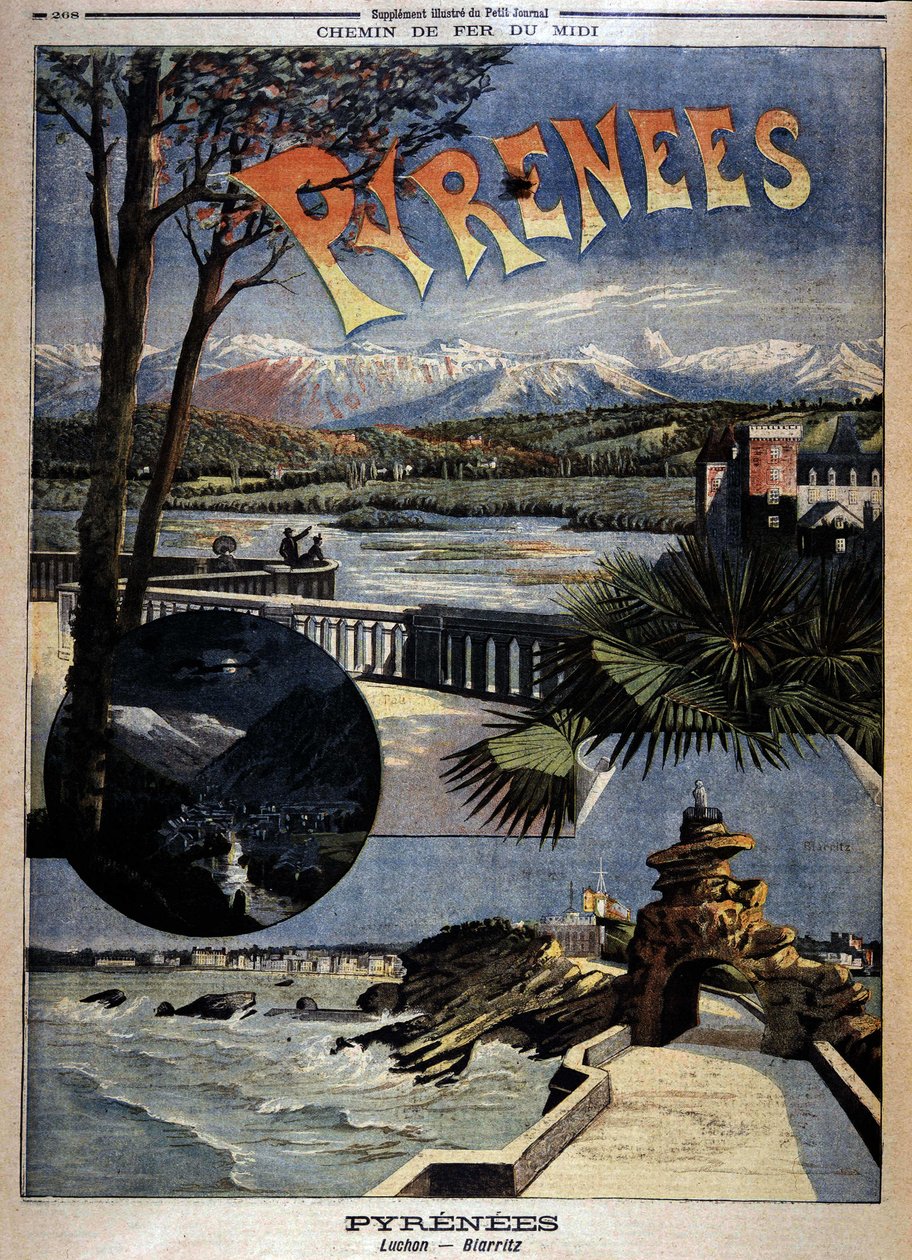 Vista dos Pirenéus: Luchon e Biarritz, "Le Petite journal", final do século XIX de Unknown artist