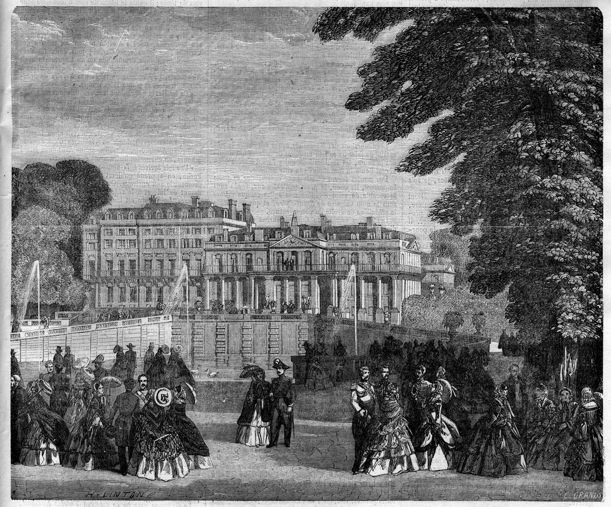 Vista do Palácio Saint Cloud (Santa Nuvem) em 1868 de Unknown artist