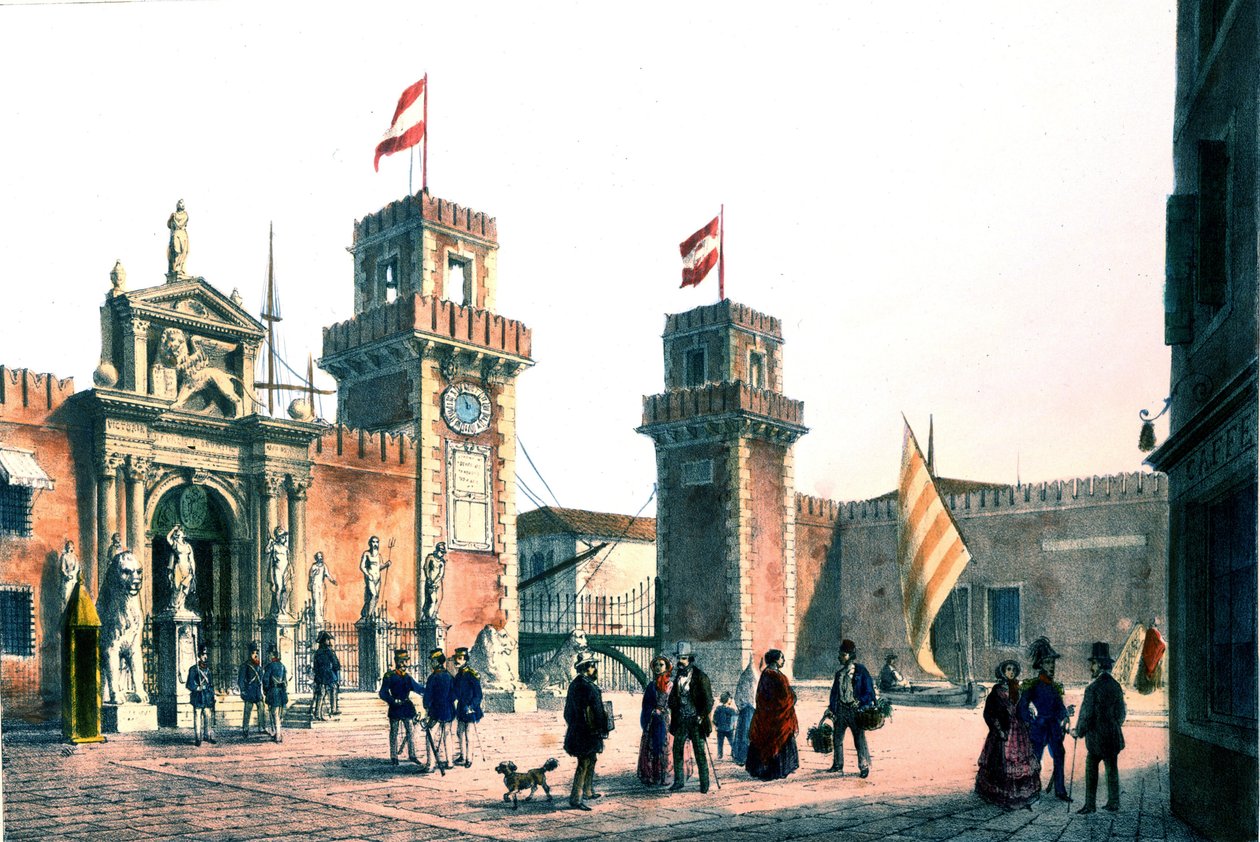 Vista do Arsenal de Veneza, no século XIX. de Unknown artist