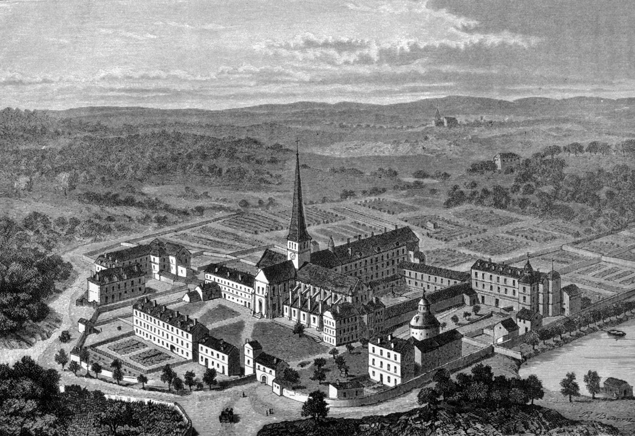 Vista da abadia de Port Royal des Champs (Port-Royal-des-Champs). de Unknown artist