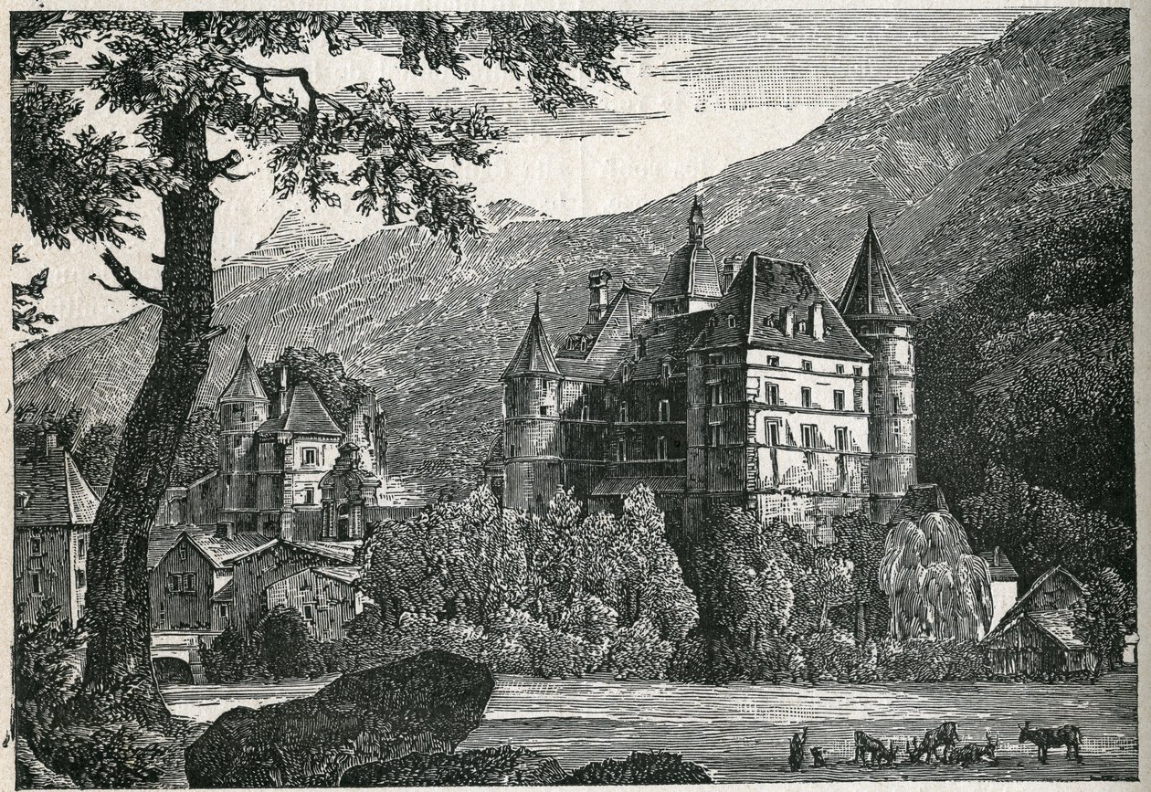 Vista do castelo de Vizille em Isere. de Unknown artist