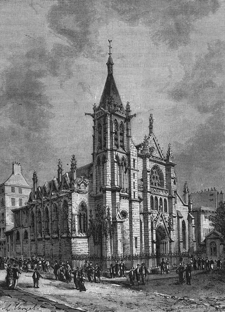 Vista da igreja de Saint Séverin em Paris, no final do século XVIII. Gravura de" L