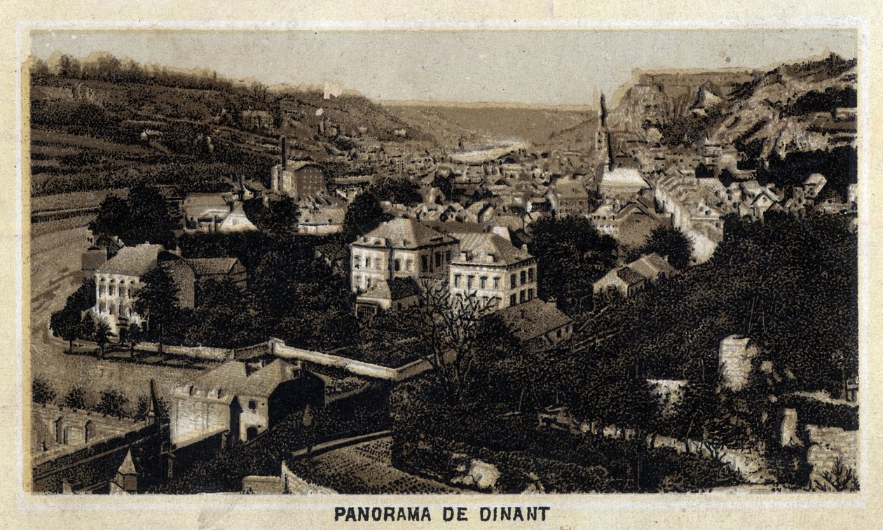 Vista da cidade de Dinant, Valónia, Bélgica. Cromolitografia do final do século XIX. de Unknown artist
