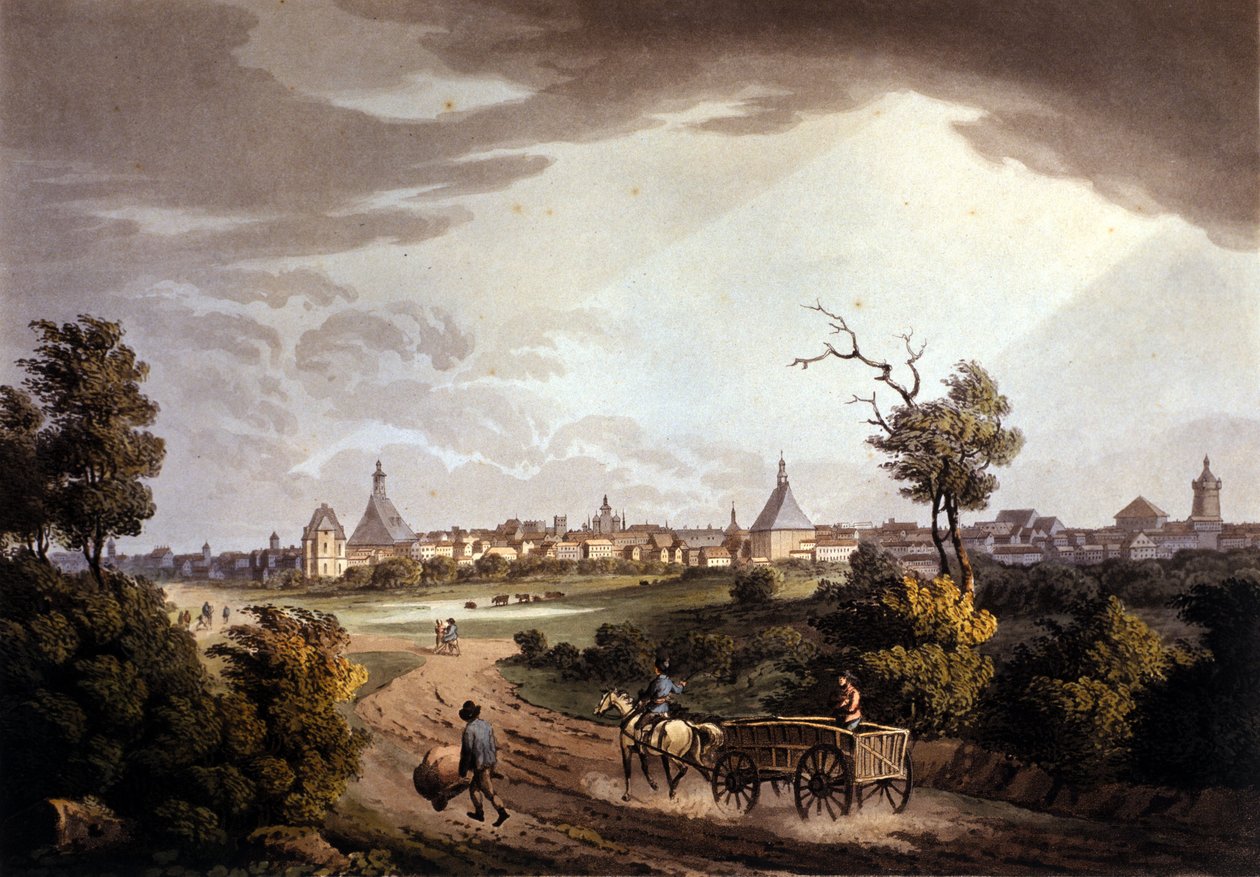 Vista da cidade de Leipzig na Alemanha. Litografia de cerca de 1820. de Unknown artist