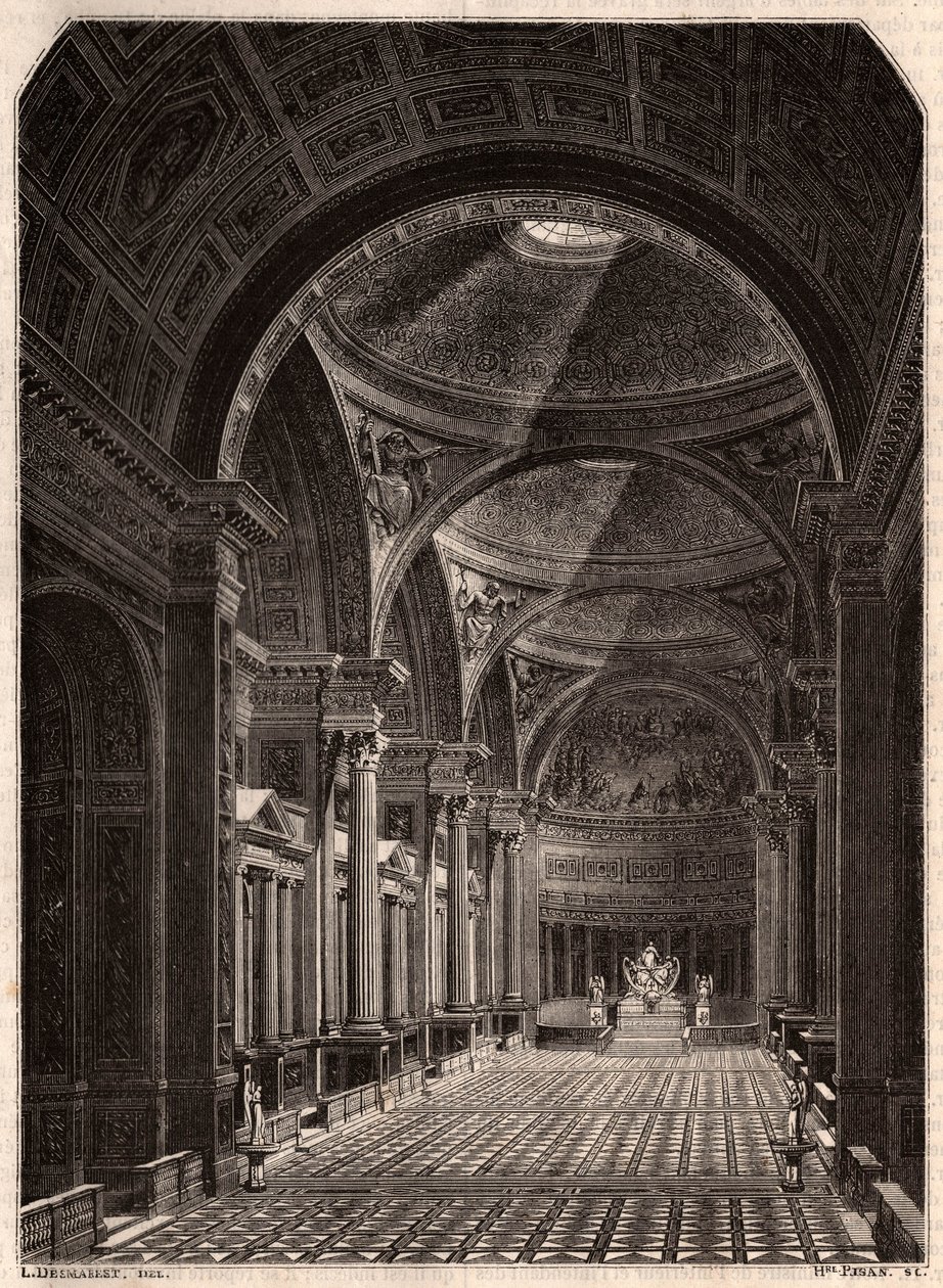Vista do interior da Igreja da Madeleine em Paris em 1843, pouco depois de aberto para culto de Unknown