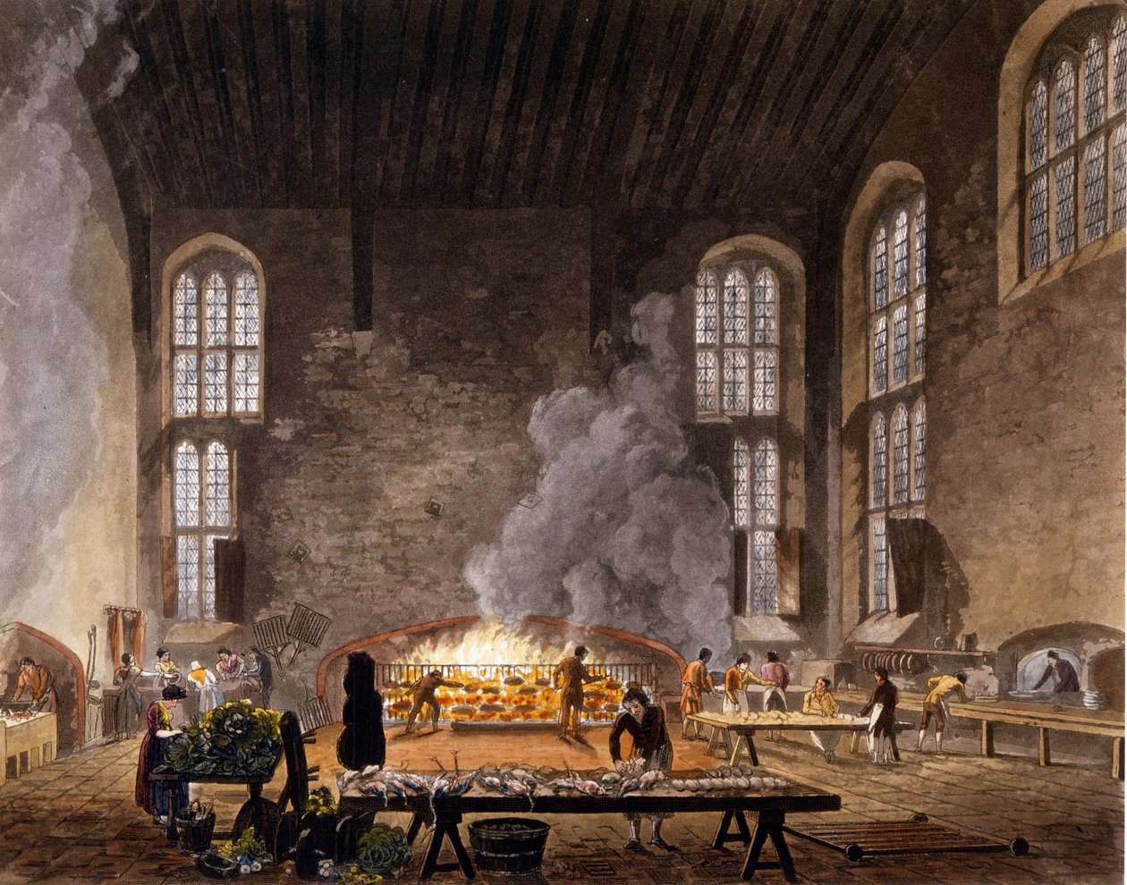 Vista das cozinhas da Christ Church, Universidade de Oxford. 1850 de Unknown artist