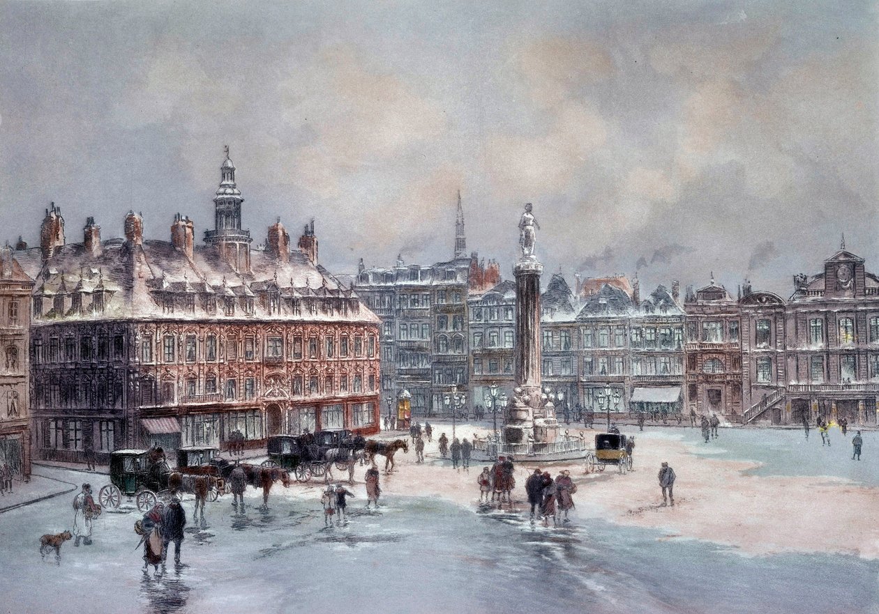 Vista do grande lugar de Lille Impressão de autor não identificado. Paris do século XIX, B.N. de Unknown artist