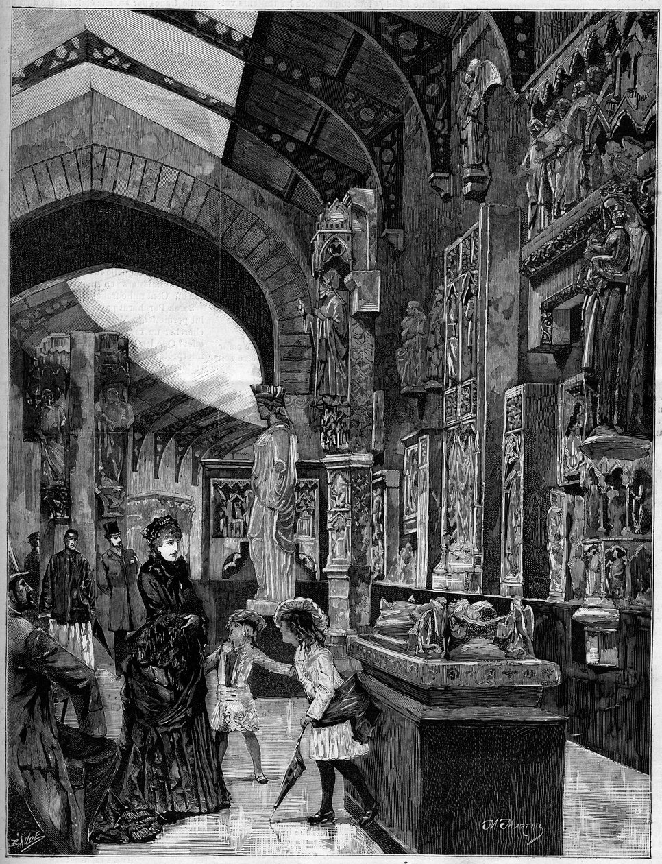 Vista do Museu de Arquitectura Comparada, no Palais du Trocadero em Paris, em 1882. Gravura em "O Mundo Ilustrado" n°1314 de 3 de junho de Unknown artist