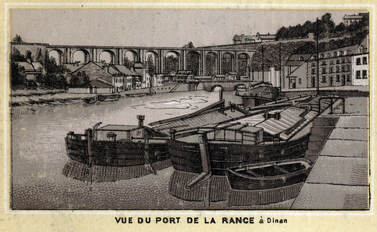 Vista do porto de la Rance em Dinan, Cote d