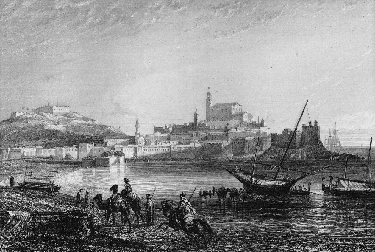 Vista do porto de Bone perto de Argel no século XIX, em "L