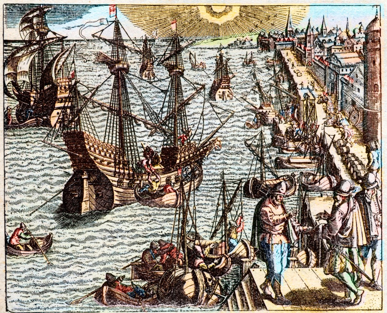 Vista do porto de Lisboa no século XVI - de Unknown artist