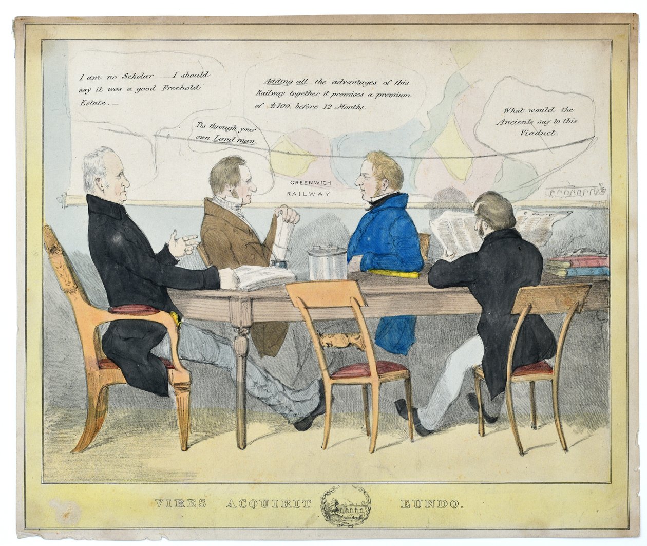 Vires Acquirit Eundo (Nós ganhamos força à medida que avançamos), c.1835 (litografia colorida à mão sobre papel) de Unknown artist