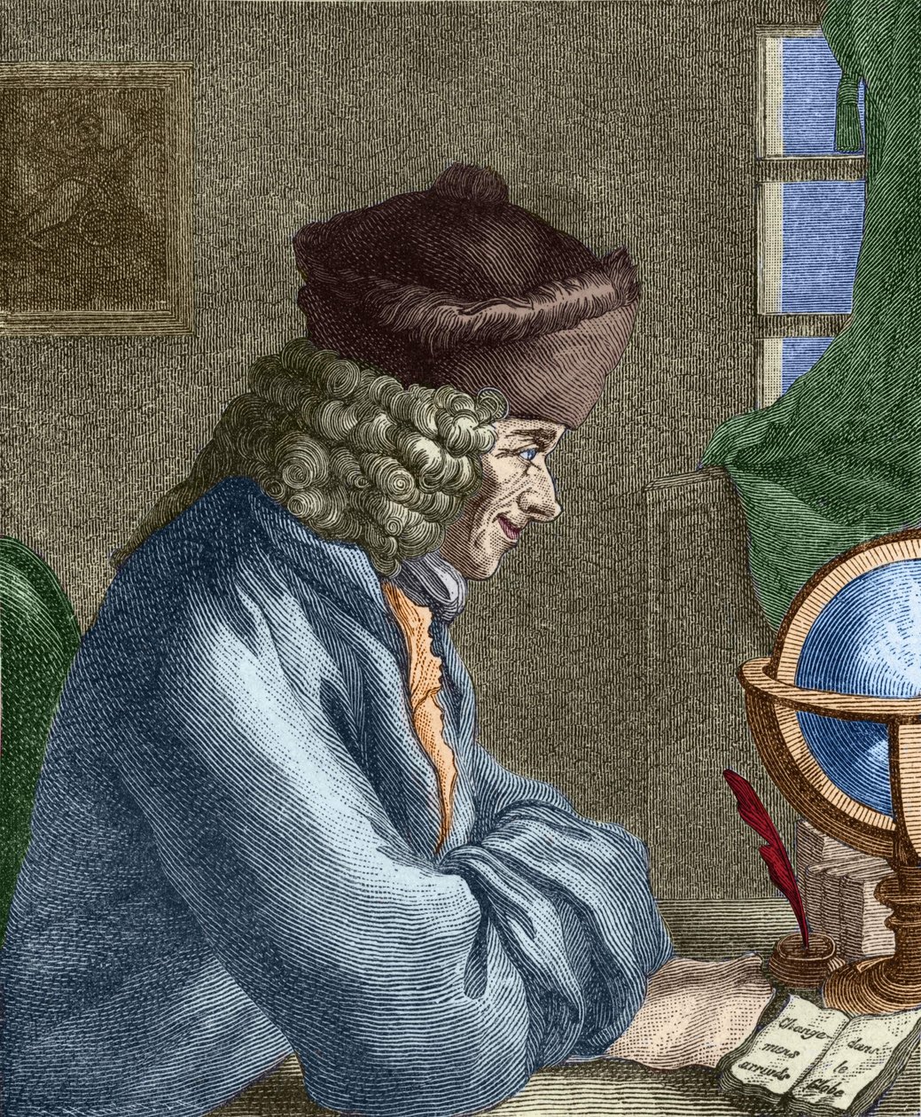 Voltaire (1694-1778) no seu escritório em Vernay. de Unknown artist