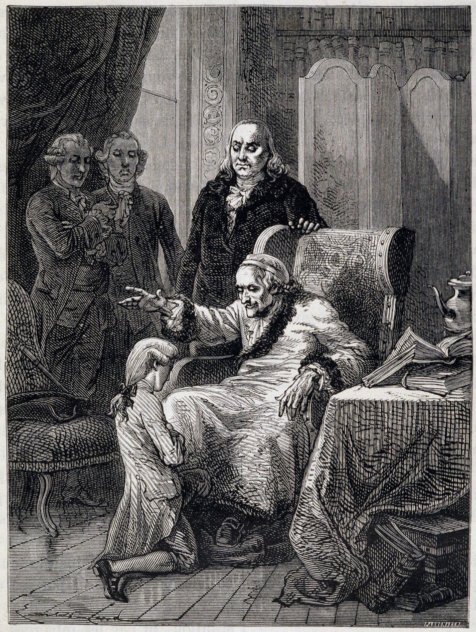 Voltaire bancando o neto de Franklin - em "L