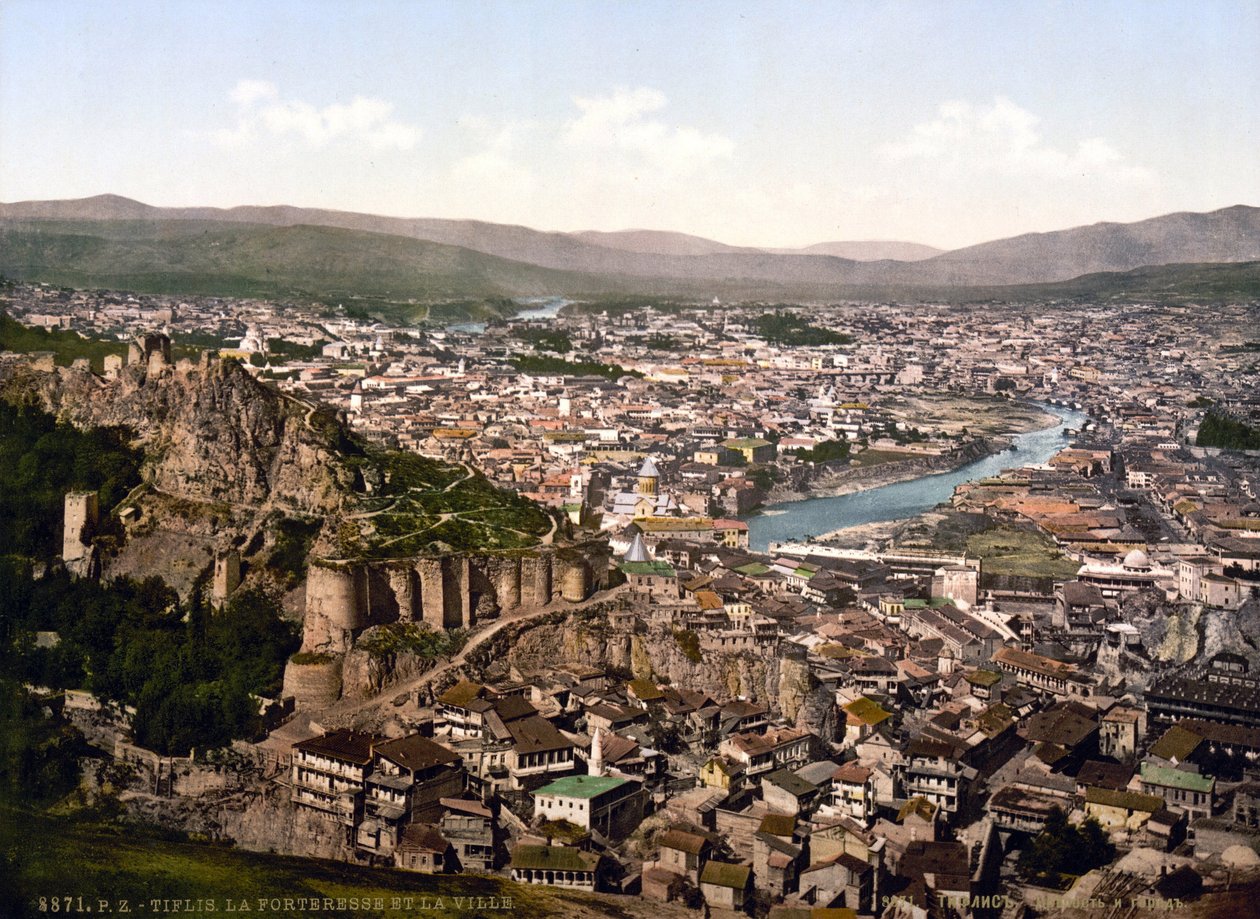 Vista de Tbilisi (antigo nome Tiflis), capital da República da Geórgia - ca. 1890 Coleção privada de Unknown artist