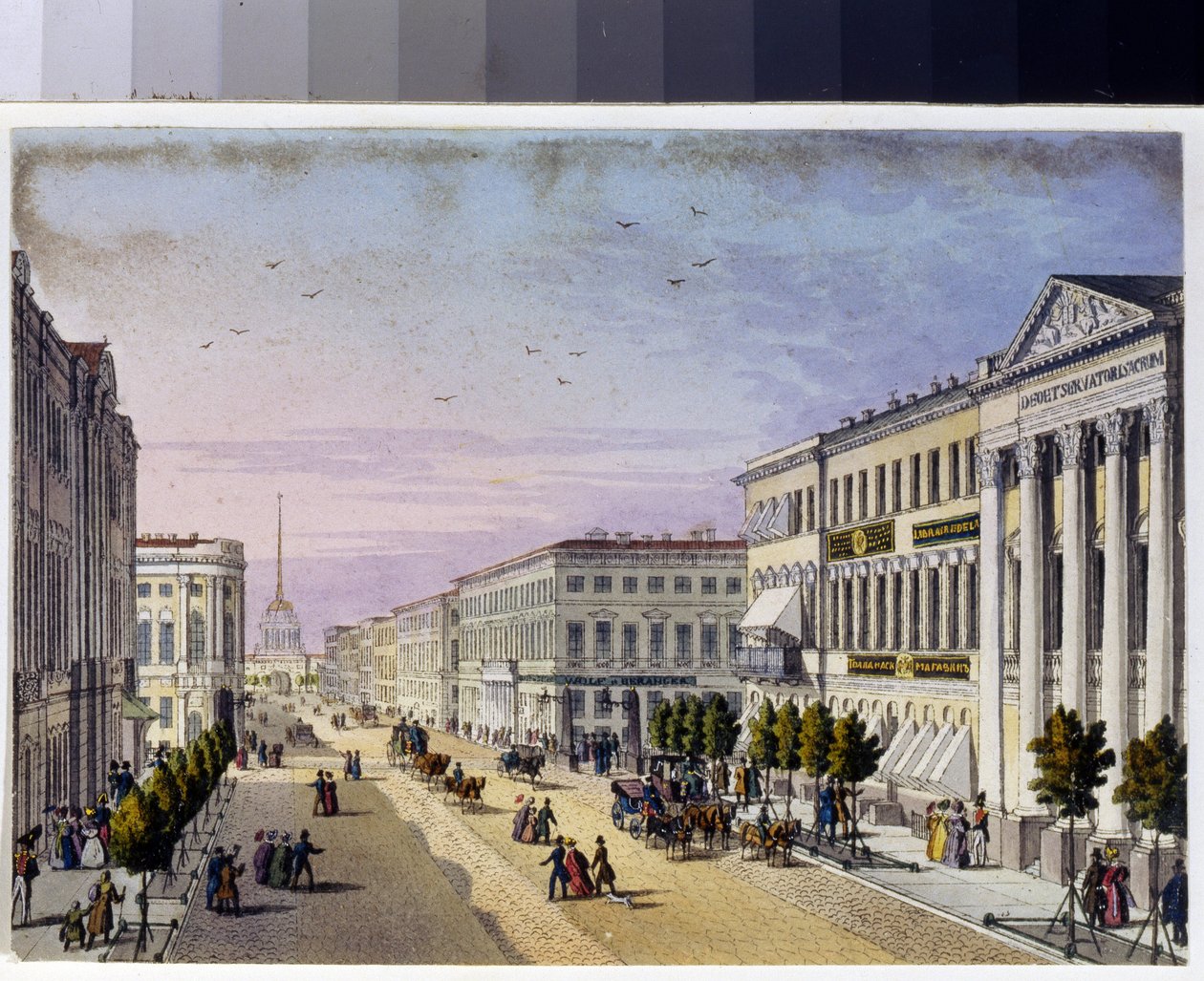 Vista da perspectiva Nevsky e da ponte policial em São Petersburgo (álbum de Marie Taglioni de Unknown artist