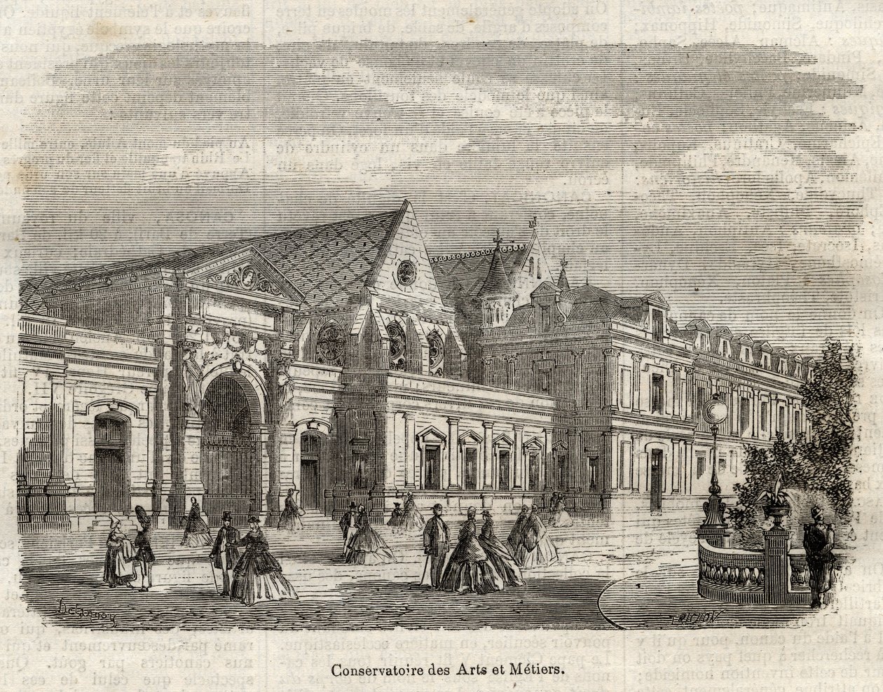 Vue du Conservatoire des Arts et metiers (Cnam) a Paris, rue Saint Martin a Paris - (Vista do Conservatório das Artes e Ofícios de Paris - gravura em "Dictionnaire populaire illustrious" - 1864 - de Joseph Decembre et Edmond Allonier - de Unknown artist