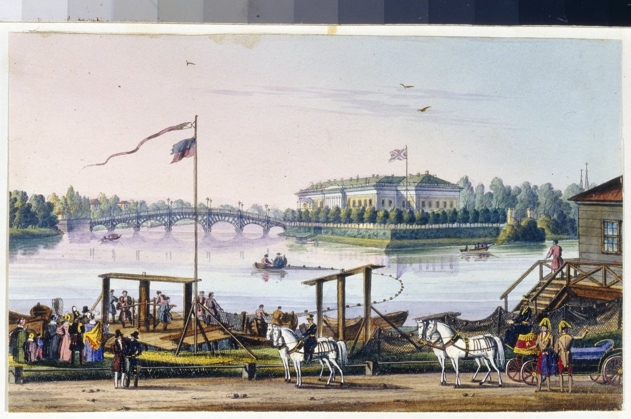 Vista do Palácio das Ilhas Kamenny em São Petersburgo (Álbum de Marie Taglioni de Unknown artist
