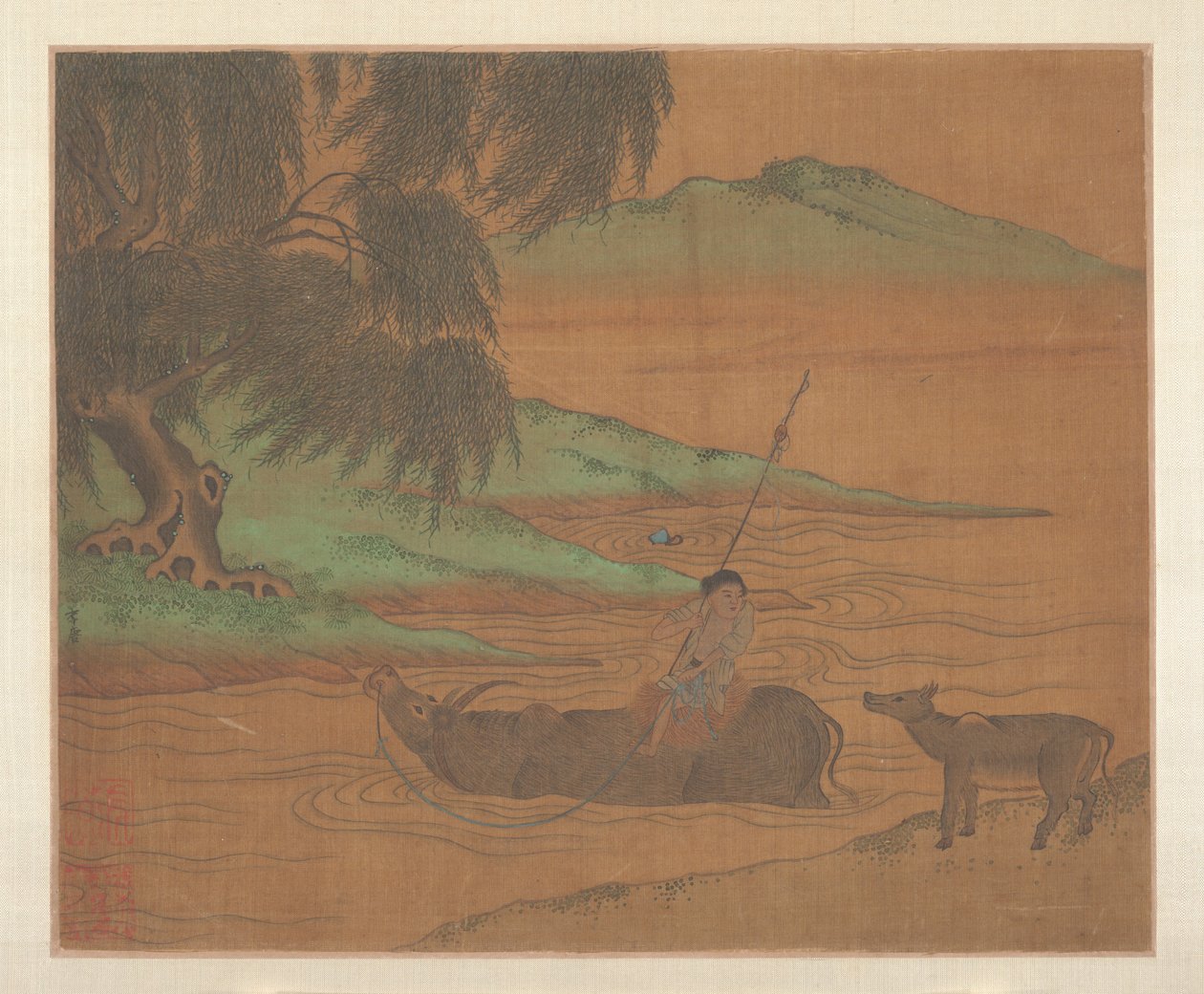 Búfalo de água (folha de álbum; tinta e cor sobre seda) de Unknown Artist