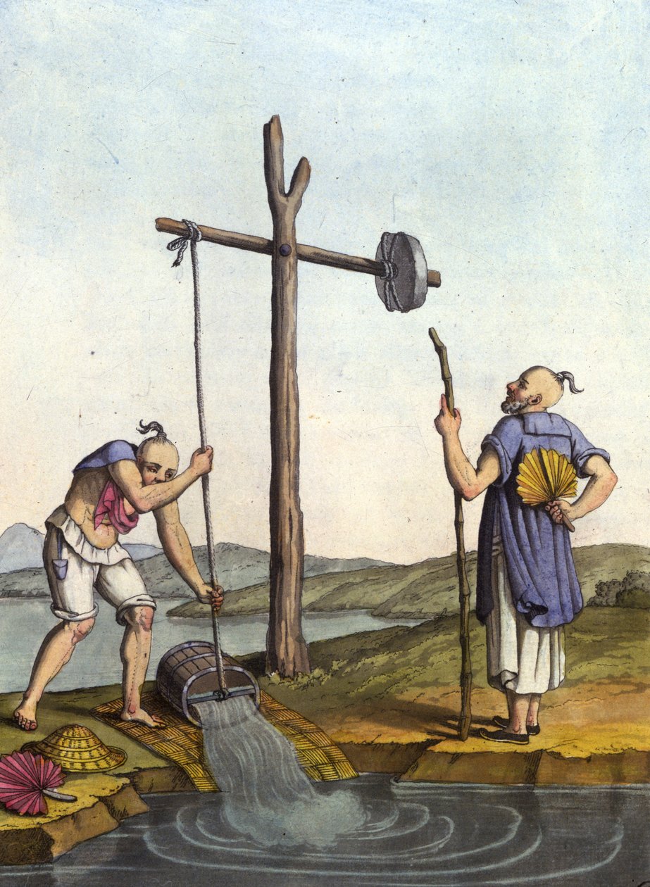 Water Irrigation System in China - in Le costume ancien et moderne by J. Ferrario, ed. Milão de Unknown artist