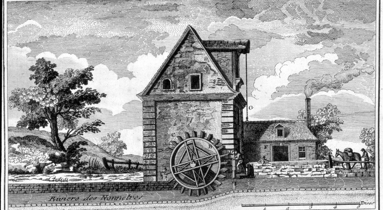 Moinho de água. gravura sd. por volta de 1800. de Unknown artist